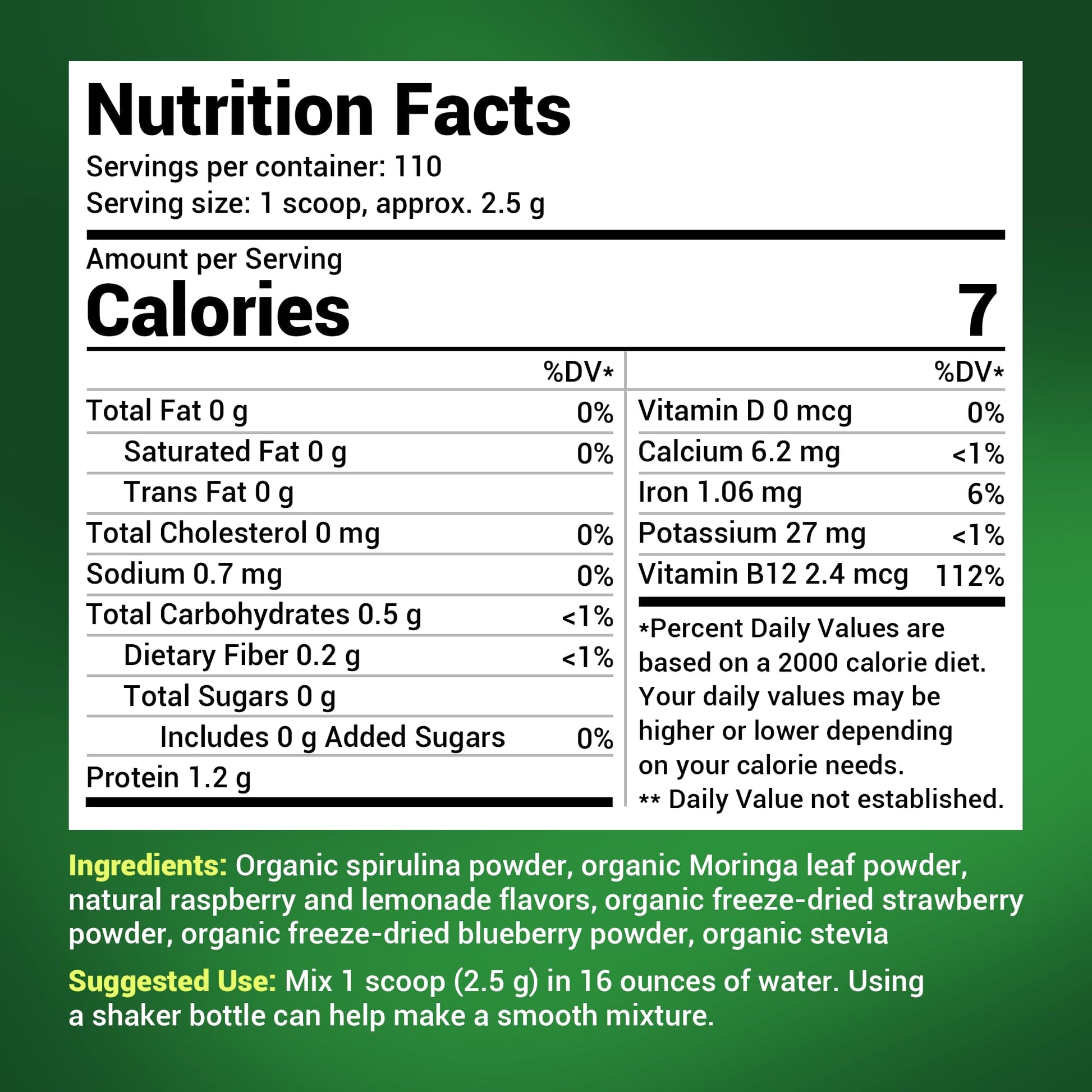 Dr. Berg's (Veggie Solution) Organic Super Greens Powder w/Spirulina - Raw Green - Maple Wellness Supplements