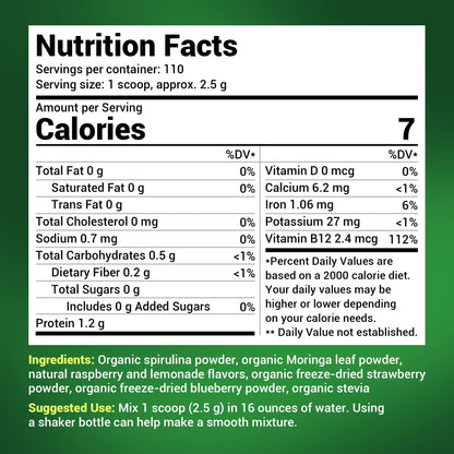 Dr. Berg's (Veggie Solution) Organic Super Greens Powder w/Spirulina - Raw Green - Maple Wellness Supplements