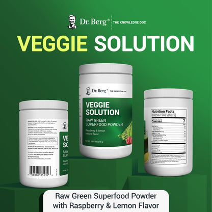 Dr. Berg's (Veggie Solution) Organic Super Greens Powder w/Spirulina - Raw Green - Maple Wellness Supplements