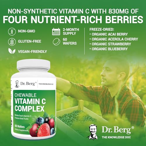 Dr. Berg's Vitamin C Complex Whole Food (60 Chewable) 100% Natural Vitamin C from - Maple Wellness Supplements
