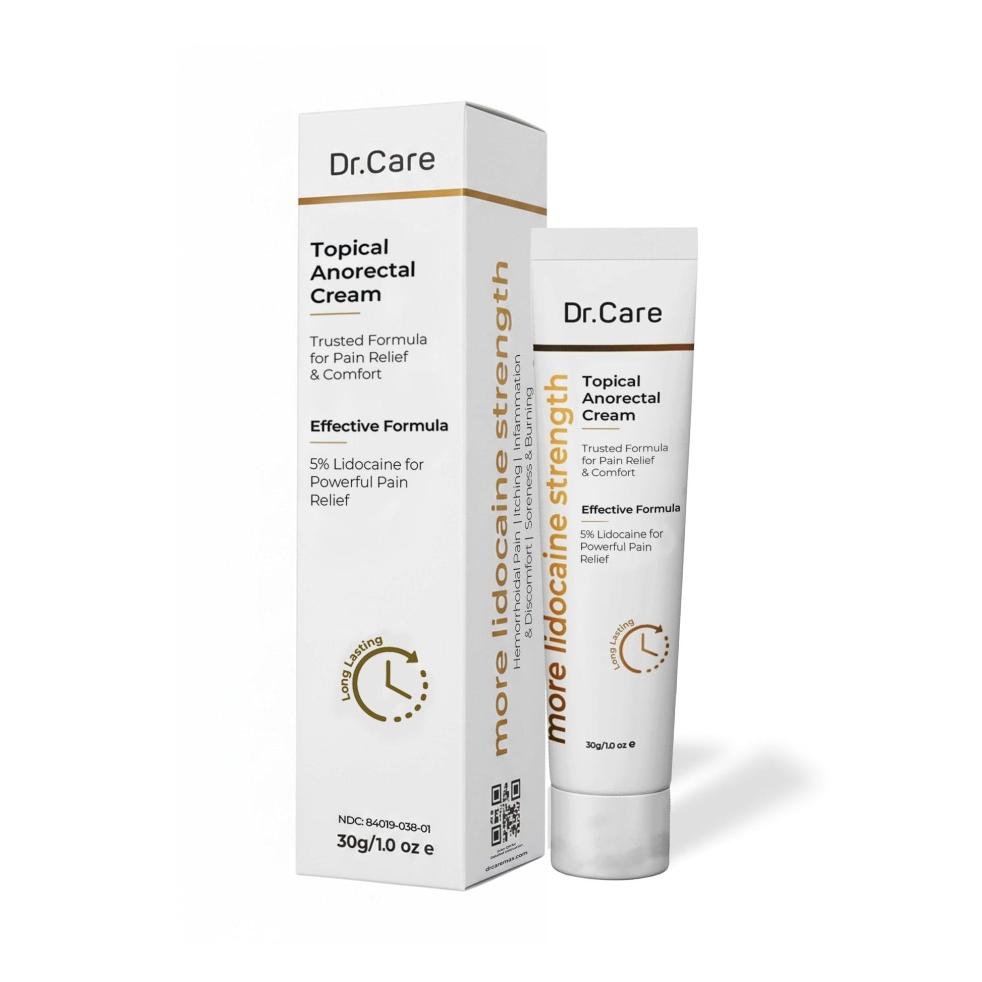 Dr Care Anorectal Cream with 5% Lidocaine - Maximum Strength Topical Anesthetic for Hemorrhoid Relief, Itching, & Burning (1.0 oz) - Maple Wellness Supplements