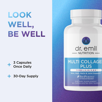 DR. EMIL NUTRITION Women's Multi Collagen Pills | Collagen Supplements | Support Hair, Skin, Nails & Joints | Hydrolyzed Collagen Supplements - Maple Wellness Supplements