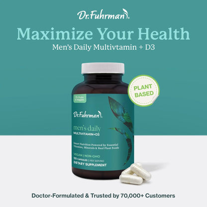 Dr. Fuhrman 2 Month Supply Multivitamin for Men + D3 Vitamin for Immune Support | Vegan Formula Womens Multivitamin with B12 & Zinc | - Maple Wellness Supplements