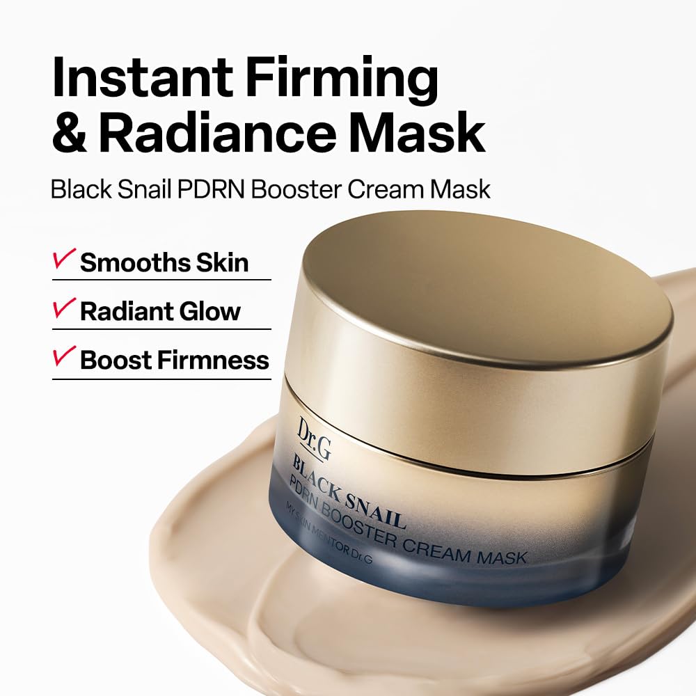 Dr. G Black Snail PDRN Booster Cream Mask - Enhanced Black Snail Mucin with PDRN for Firming, Moisturizing, Smooth Skin Texture - Korean Skin Care - Overnight & Wash-Off Face Mask - 1.69 fl oz - Maple Wellness Supplements