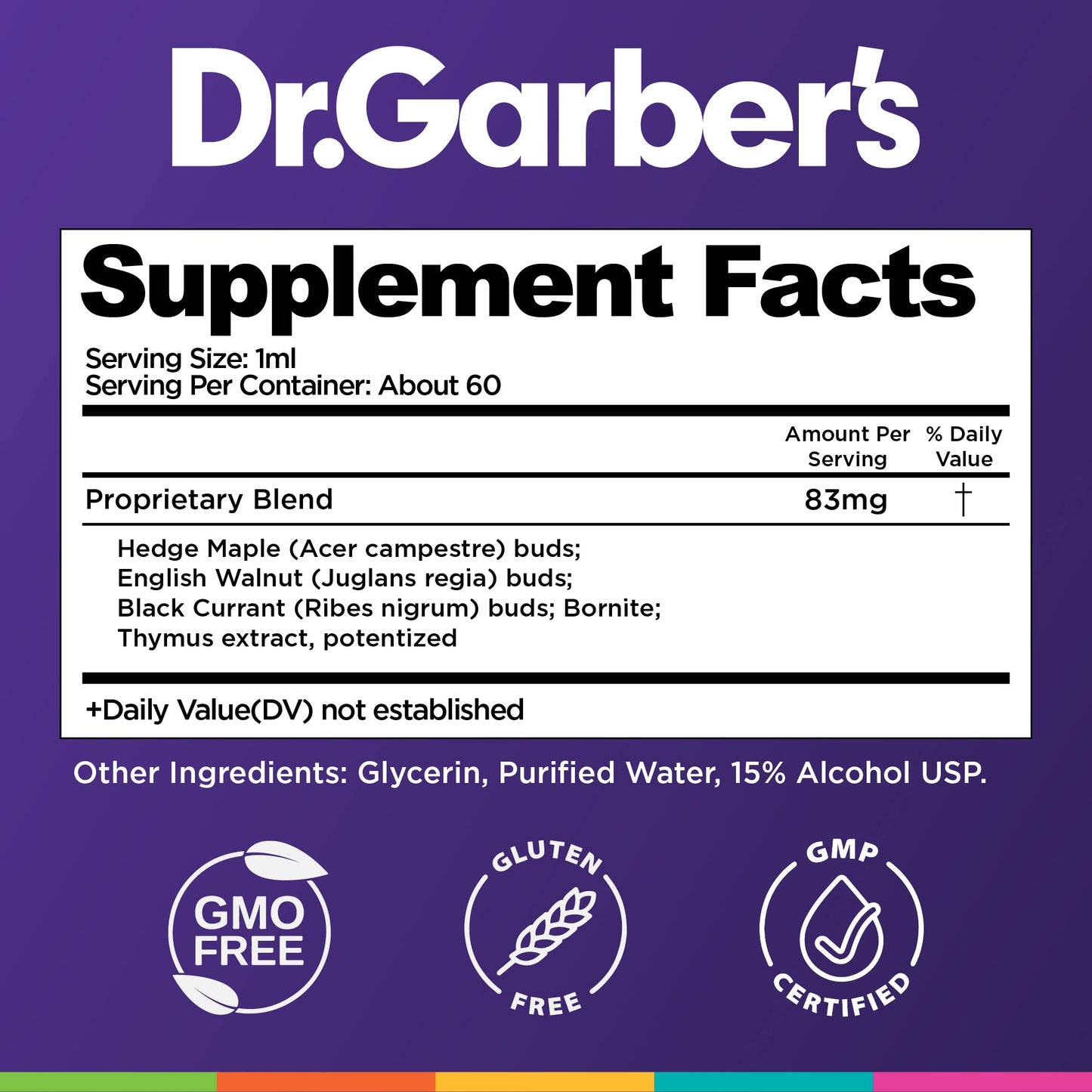 Dr. Garber's Natural Solutions Immune Boost Health Oral Drops - Gemmotherapy Liquid Supplement to Strengthen Immunity, Support Immune System, Increase Resistance, & Contains Antioxidants - 60ml - Maple Wellness Supplements