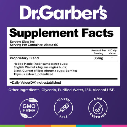 Dr. Garber's Natural Solutions Immune Boost Health Oral Drops - Gemmotherapy Liquid Supplement to Strengthen Immunity, Support Immune System, Increase Resistance, & Contains Antioxidants - 60ml - Maple Wellness Supplements