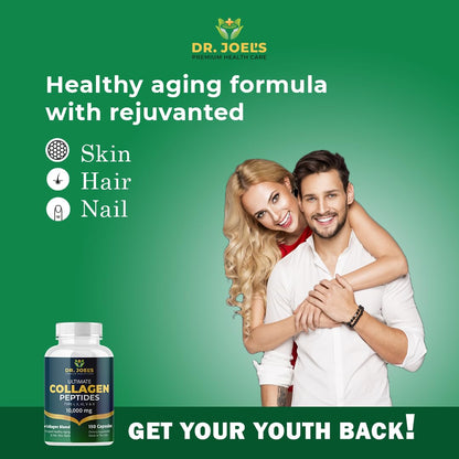 Dr. JOEL'S Multi Collagen Complex for Women and Men - Collagen Peptides Capsules with Biotin - Ultimate Collagen Pills 150 - Type I, II, III, V & X - Made in The USA - Maple Wellness Supplements