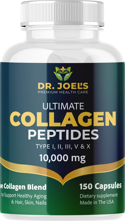 Dr. JOEL'S Multi Collagen Complex for Women and Men - Collagen Peptides Capsules with Biotin - Ultimate Collagen Pills 150 - Type I, II, III, V & X - Made in The USA - Maple Wellness Supplements
