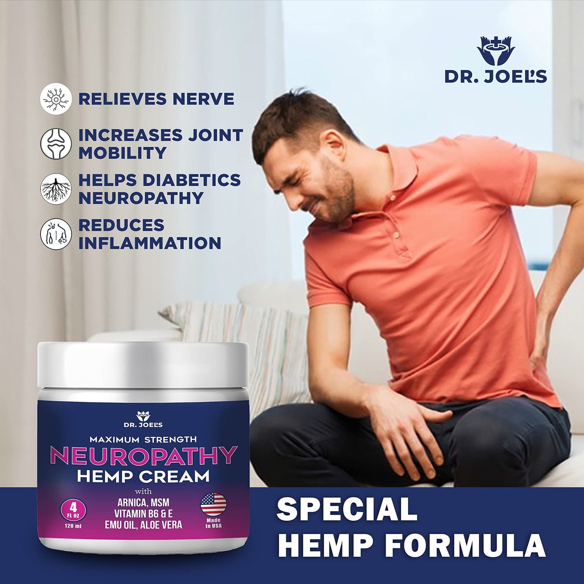 Dr. JOEL'S Neuropathy Nerve Relief Cream - Organic Neuropathy Support Cream for Feet, Hands, Legs and Toes - 4 OZ Value Pack- Made in USA - Maple Wellness Supplements