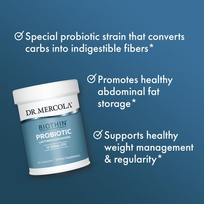 Dr. Mercola Biothin Probiotic - Lactobacillus Gasseri BNR17 - Supports Digestive Health & Metabolism - 30 Delayed-Release Capsules (30 Servings) - Maple Wellness Supplements