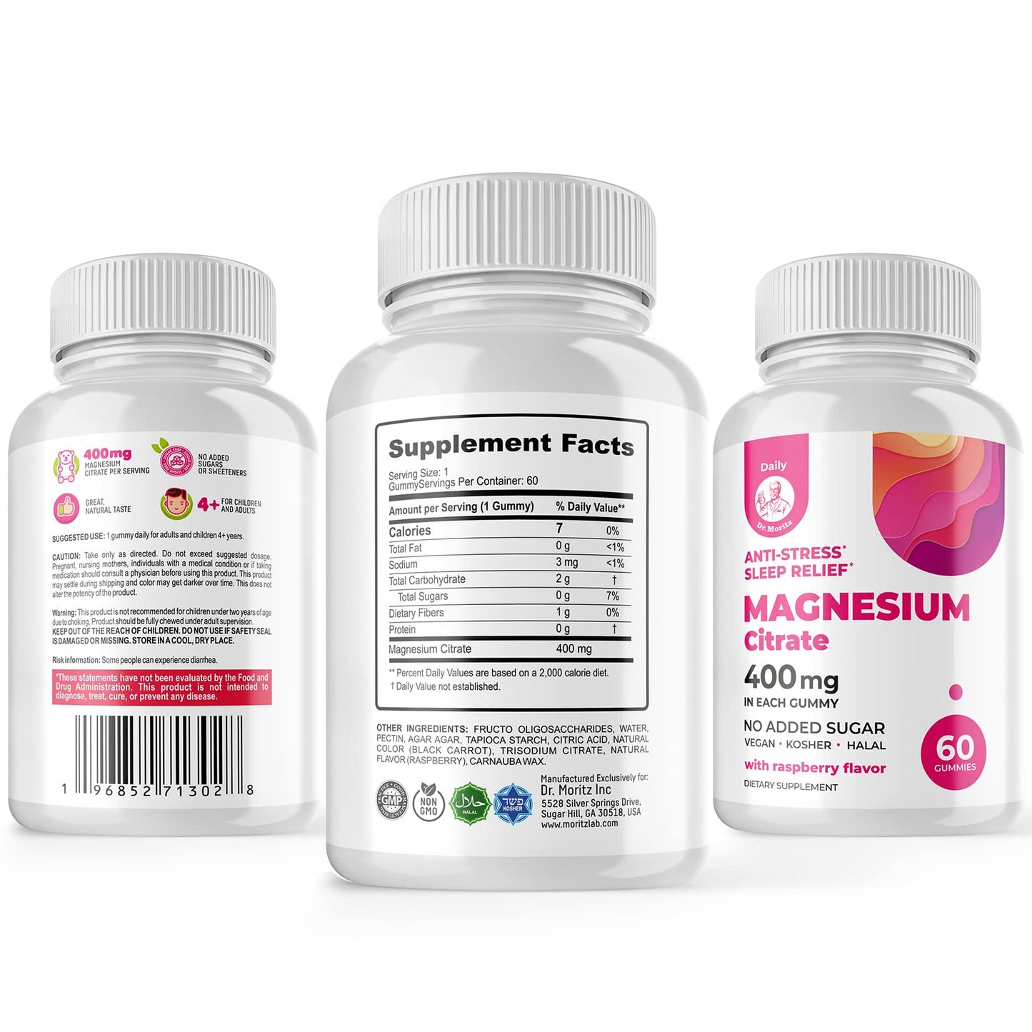 DR. MORITZ Magnesium Citrate Gummies Sugar-Free - Calm Magnesium Gummies Supplement for Children, Sugar -Supports Cardiovascular Health - Maple Wellness Supplements