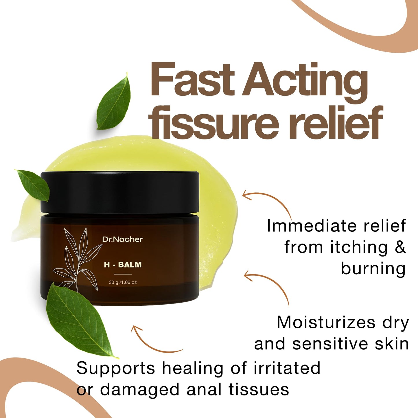 Dr. Nacher H-Balm. Rectal Natural Balm for Fissure, Hem Related discomfort. with Sophora & 12 Herbal Extracts. Soothes Irritation. Fast-Acting. Safe for Sensitive Areas and Postnatal. for Men & Women - Maple Wellness Supplements
