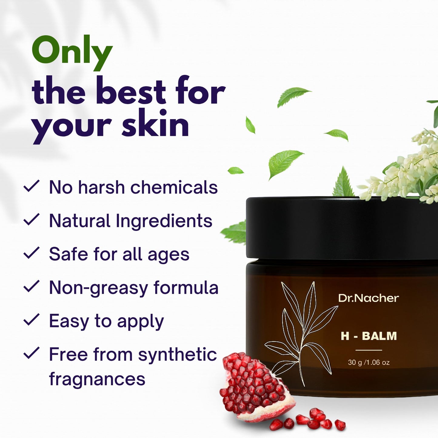 Dr. Nacher H-Balm. Rectal Natural Balm for Fissure, Hem Related discomfort. with Sophora & 12 Herbal Extracts. Soothes Irritation. Fast-Acting. Safe for Sensitive Areas and Postnatal. for Men & Women - Maple Wellness Supplements