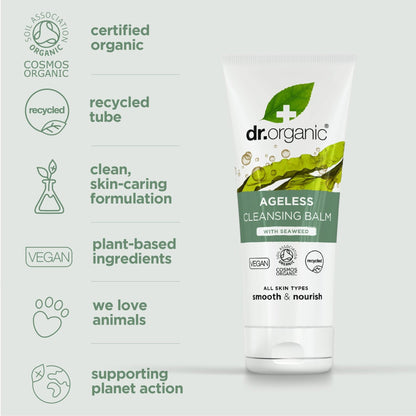 Dr. Organic Ageless Cleansing Balm with Seaweed | Moisturizing, Gentle, Removes Impurities, Certified Organic, Paraben & SLS-Free, Natural, Vegan, 100 ml / 3.4 fl oz - Maple Wellness Supplements