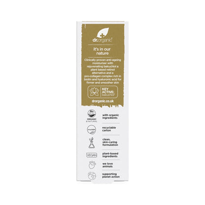 Dr. Organic Pro Collagen Plus + Anti-Ageing Moisturiser with Bakuchiol | Firm & Smooth Skin, Reduces Wrinkles, (Normal Skin) Natural, Certified Organic, Paraben & SLS-Free, 50 mL / 1.7 fl oz - Maple Wellness Supplements