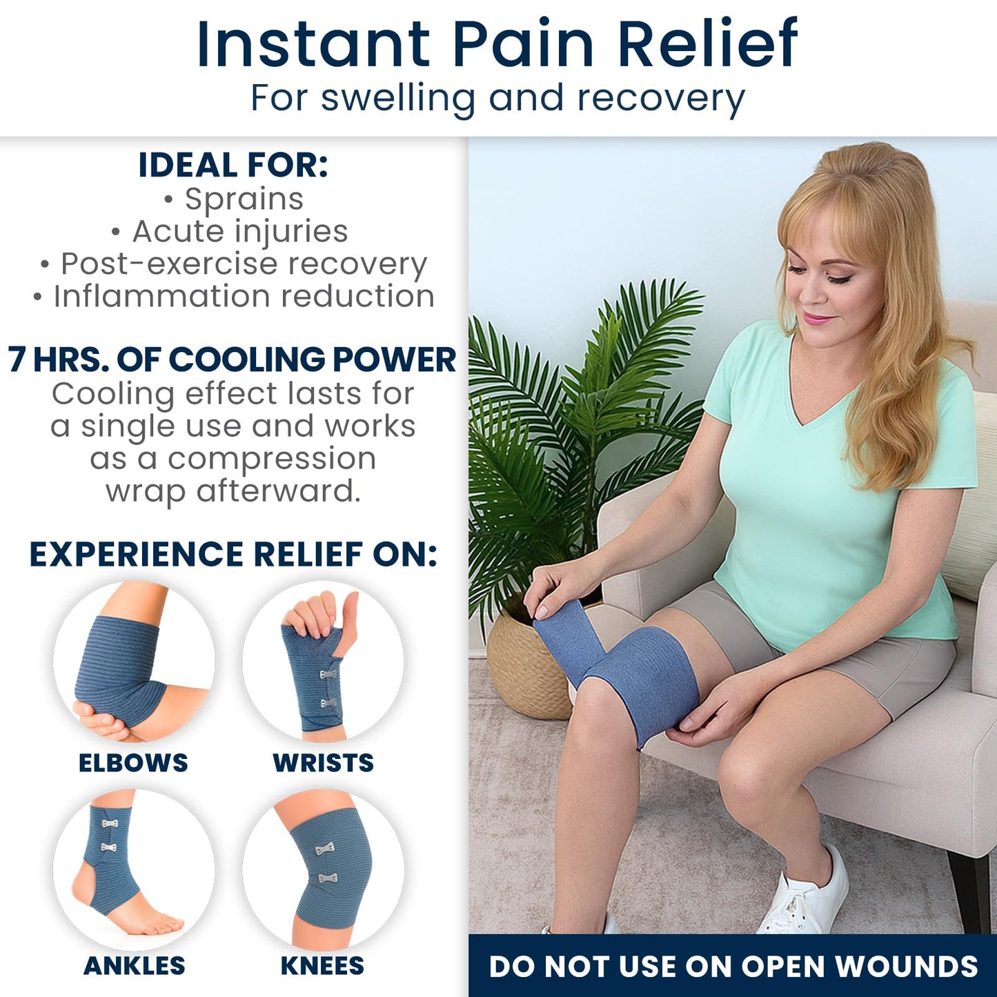 Dr Pat's Ice Tape - Cooling Bandage Wrap Athletic Tape - Compression Instant Cold Compress Wrap with Menthol - Elastic, Athletic for Sore Muscles, Pain Relief Now, Swelling, Recovery, Sports - Maple Wellness Supplements