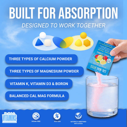 Dr. Price’s Cal-Mag Vites – Strawberry Lemon, 30 Packs | Calcium Magnesium Powder Packets + Vitamin D3, K & Boron | Calming Bone & Muscle Support for Kids & Adults | Doctor-Formulated, Made in USA - Maple Wellness Supplements