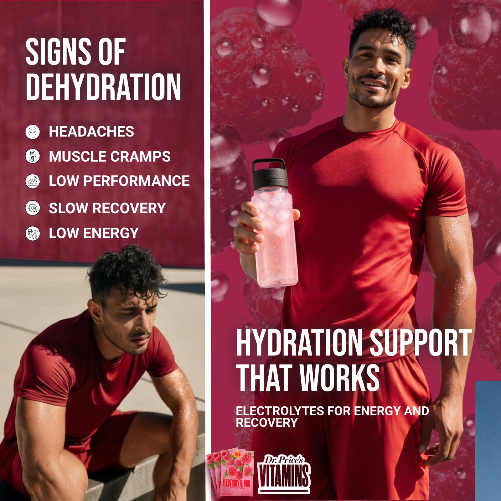 Dr. Price’s Electrolytes Hydration Powder Packets – Raspberry, 30 Packs | Sugar Free Electrolyte Drink Mix, 72+ Trace Minerals, Manganese | Keto Electrolytes, - Maple Wellness Supplements