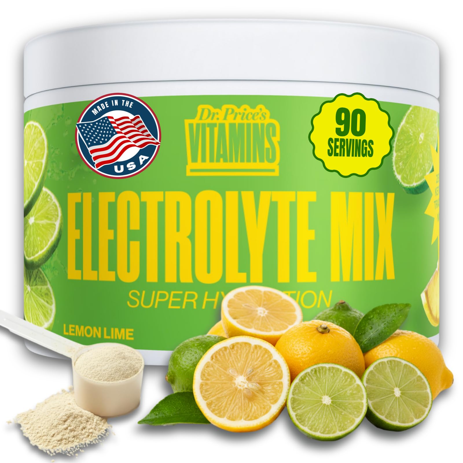 Dr. Price’s Electrolytes Powder Bulk – Lemon Lime, 90 Servings | Sugar Free Hydration Drink Mix with 72+ Trace Minerals, Manganese | Keto Electrolytes - Maple Wellness Supplements