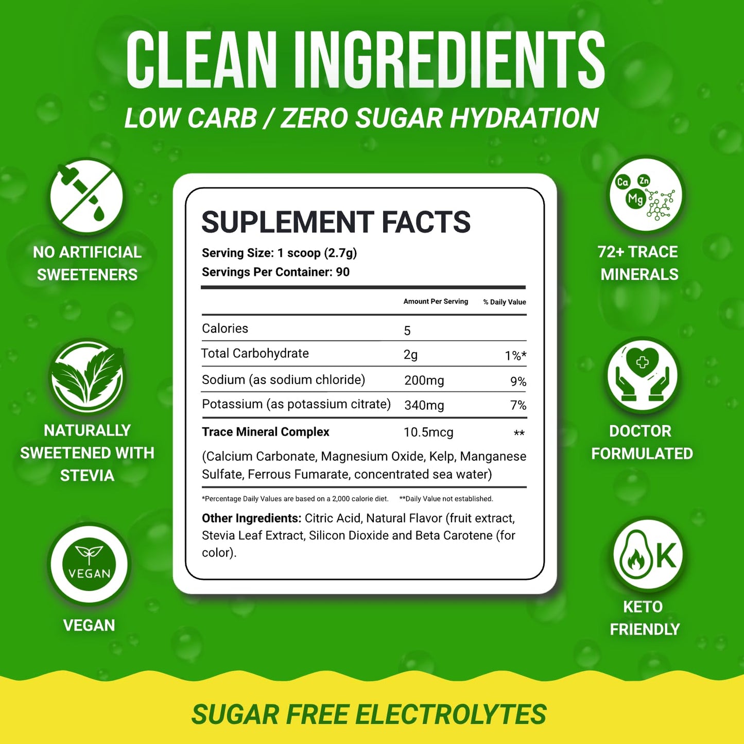 Dr. Price’s Electrolytes Powder Bulk – Lemon Lime, 90 Servings | Sugar Free Hydration Drink Mix with 72+ Trace Minerals, Manganese | Keto Electrolytes - Maple Wellness Supplements