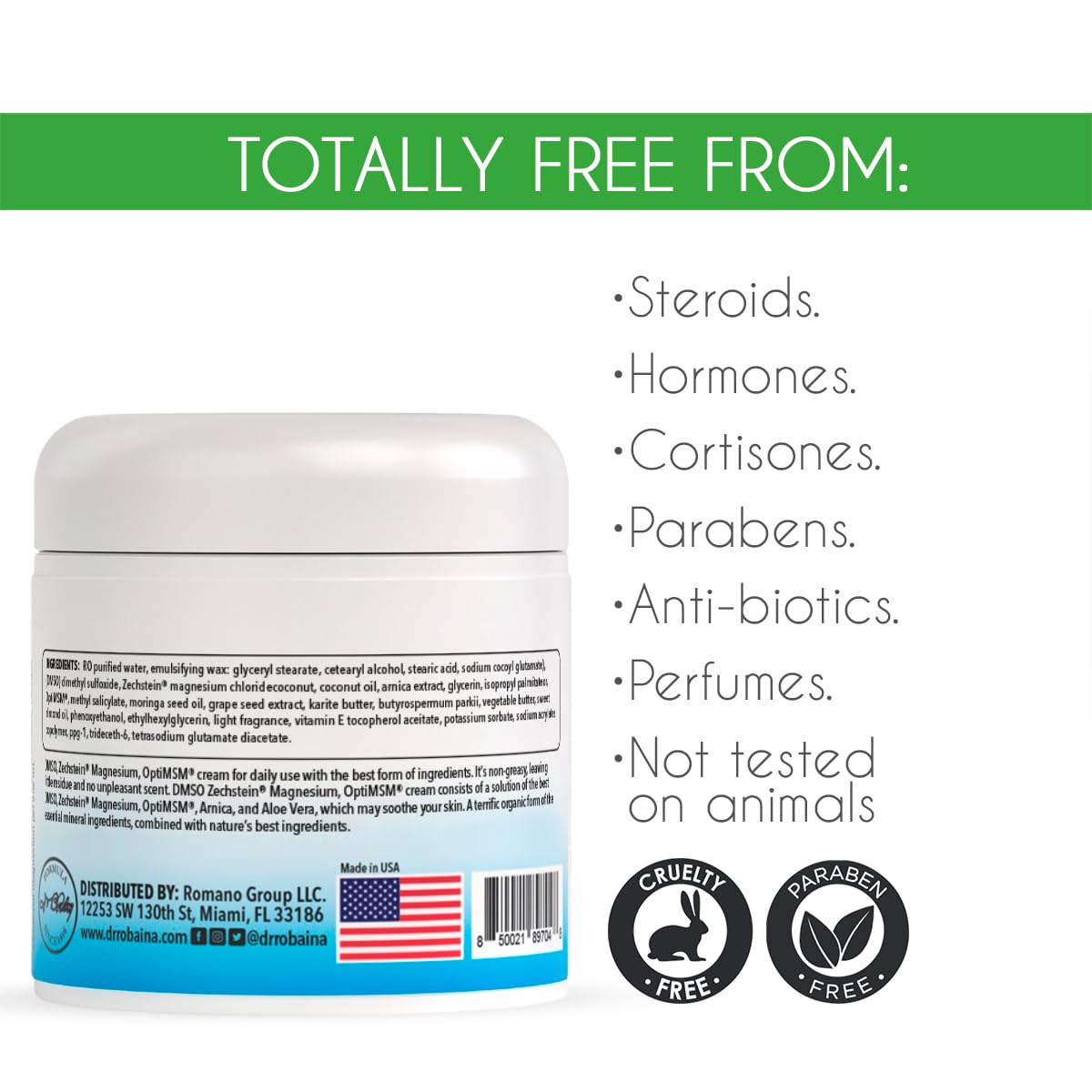 Dr. Robaina DMSO Cream - 99.9% Pure DMSO Pharmaceutical Grade | Formula with Zechstein Magnesium - Maple Wellness Supplements