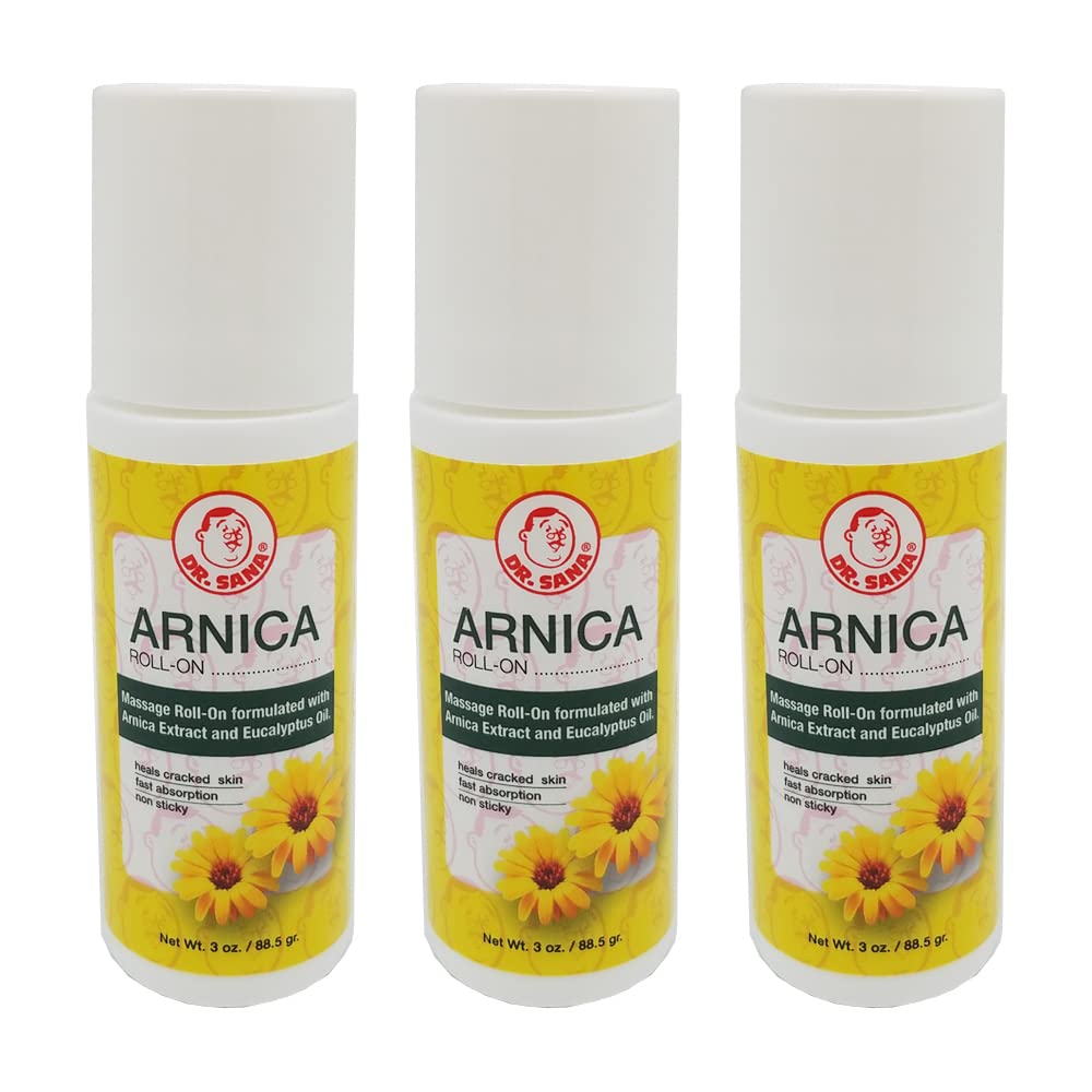 Dr Sana Arnica Roll-On. Topical Analgesic and Moisturizer. Soothes Dry and Cracked Skin. 3 oz. Pack of 3 - Maple Wellness Supplements