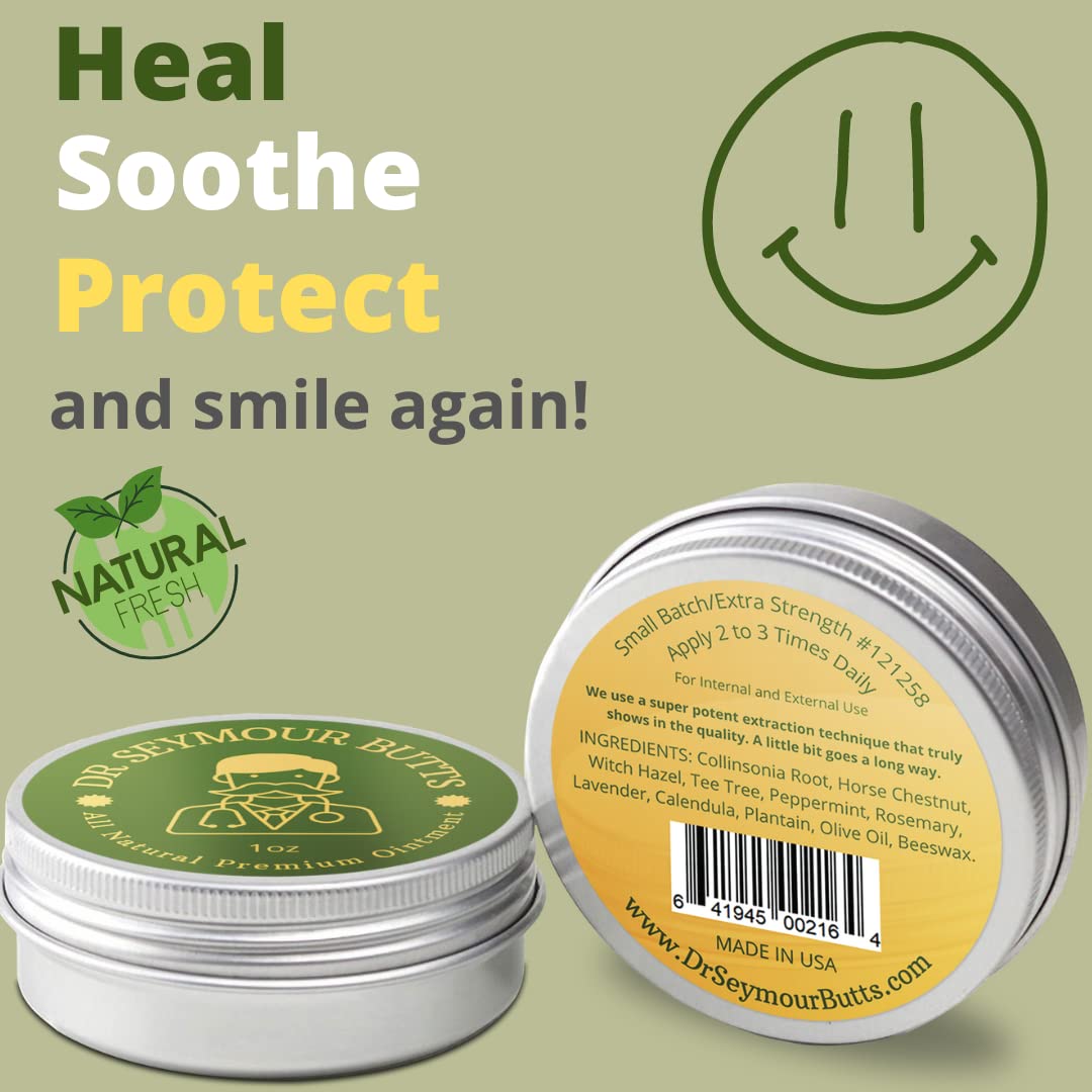 Dr. Seymour Butts All-Natural Hemorrhoid Care Cream – with 10 Botanicals Including Witch Hazel, Calendula & Horse Chestnut – Soothing Relief for Burning, Itching & Irritation. - Maple Wellness Supplements