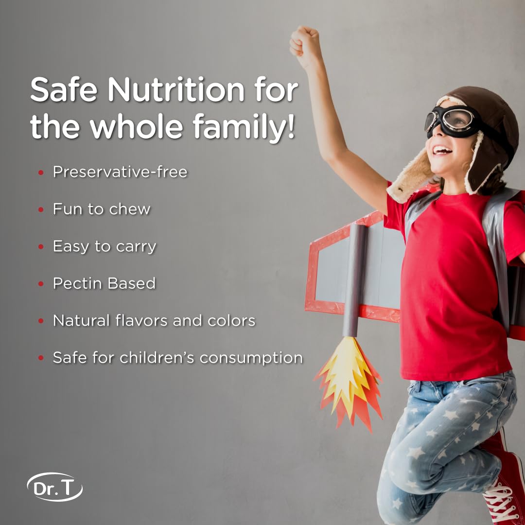 Dr. T Kids Multivitamin Gummies – Daily Vitamins for Kids Ages 2+, with A, C, D, E, B & Folic Acid – Supports Bone Strength, Immunity & Overall Health - Maple Wellness Supplements