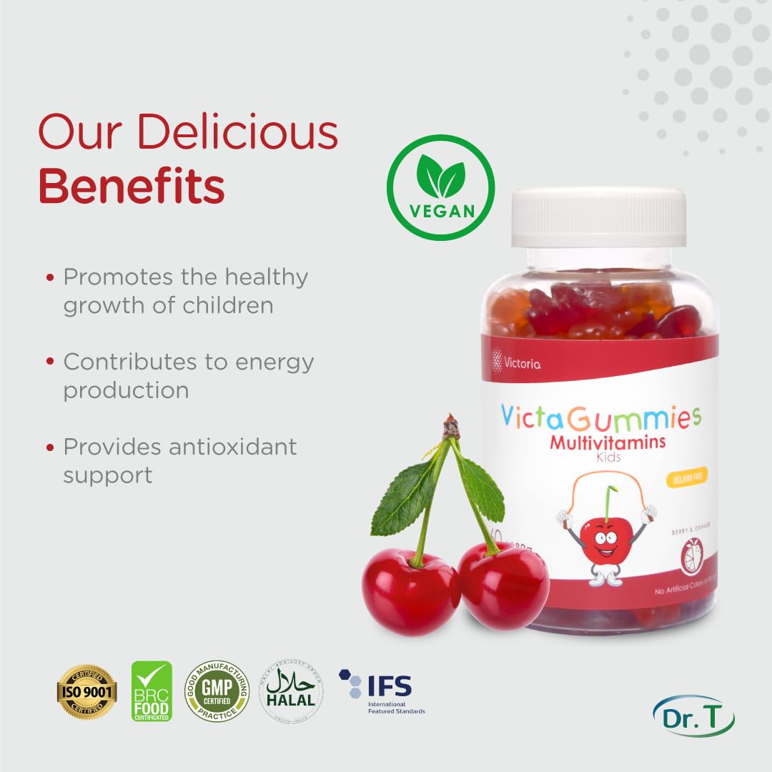 Dr. T Kids Multivitamin Gummies – Daily Vitamins for Kids Ages 2+, with A, C, D, E, B & Folic Acid – Supports Bone Strength, Immunity & Overall Health - Maple Wellness Supplements