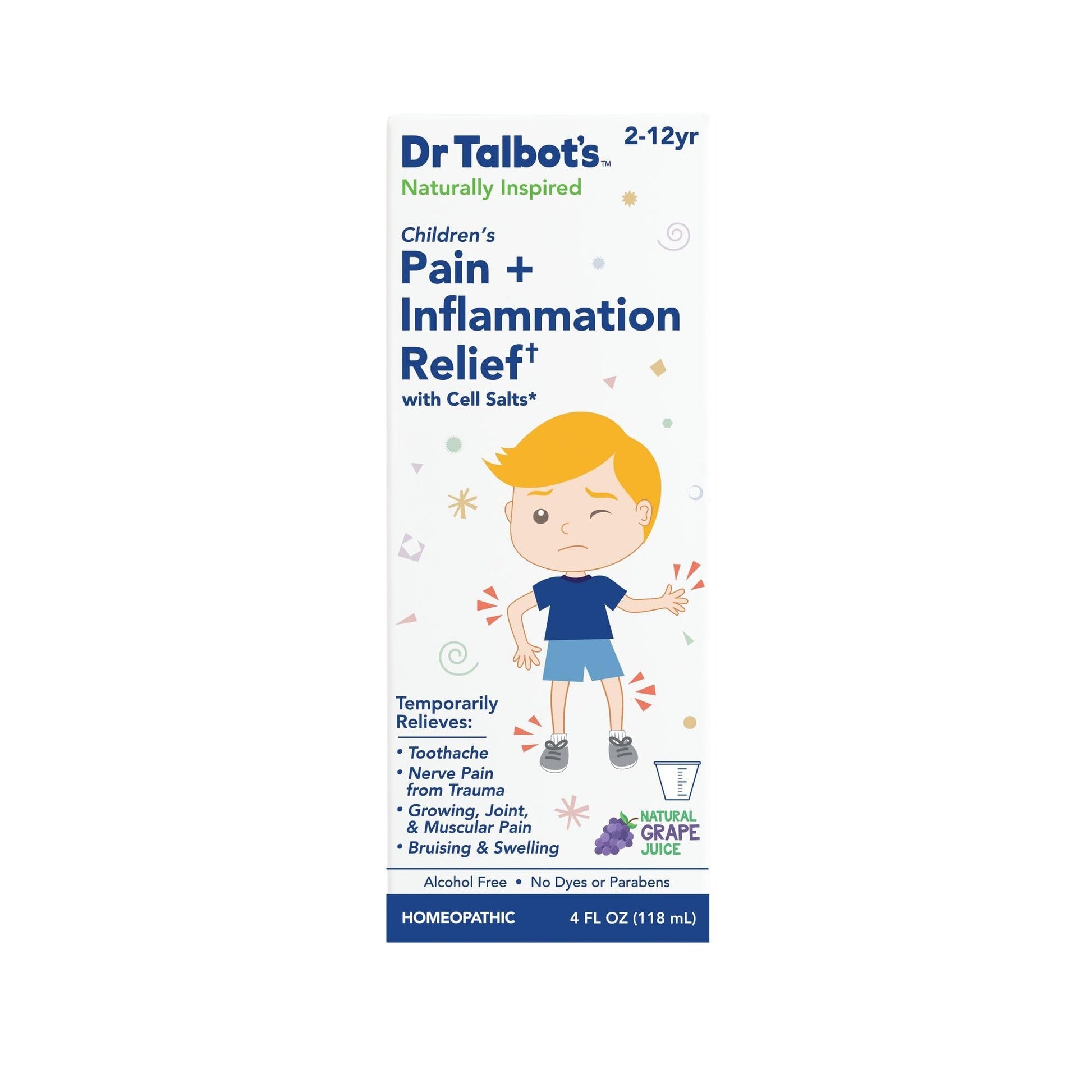 Dr. Talbot's Pain + Inflammation Relief Liquid Medicine for Children, Includes Dosage Cup, Grape Juice Flavor, 4 Fl Oz (Packaging May Vary) - Maple Wellness Supplements
