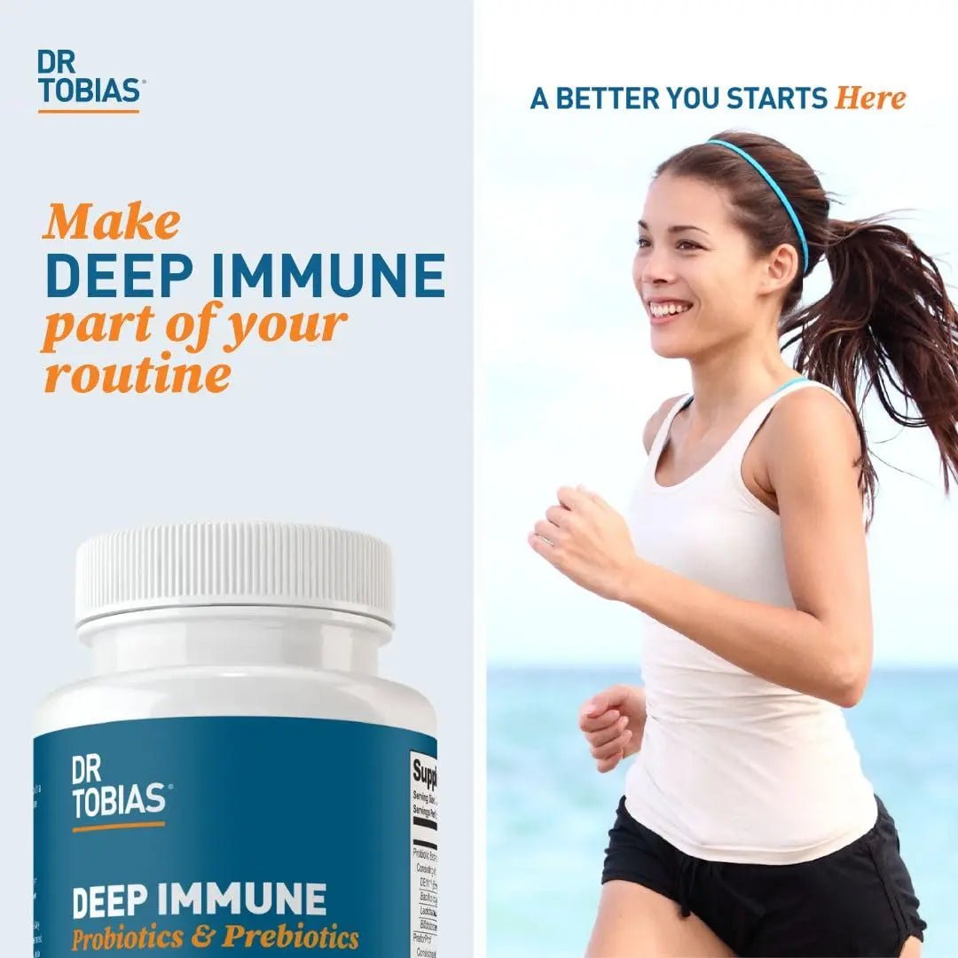 Dr. Tobias Deep Immune Probiotics & Prebiotics - Dual Action Digestion & Immune Support with PreforPro Prebiotics & Spore Forming Probiotics for Women & Men - 120 Capsules (60 Servings) - Maple Wellness Supplements