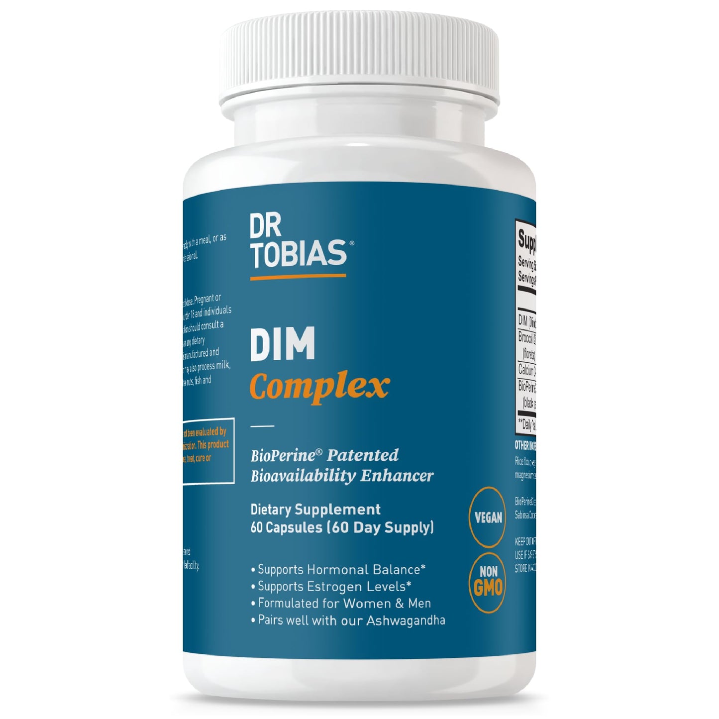 Dr. Tobias DIM Complex, Hormone Balance for Women & Men, DIM Supplement with BioPerine, Broccoli Extract & Calcium D-Glucarate Estrogen Detox Balance Complex, Non-GMO, Vegan, 60 Capsules - Maple Wellness Supplements