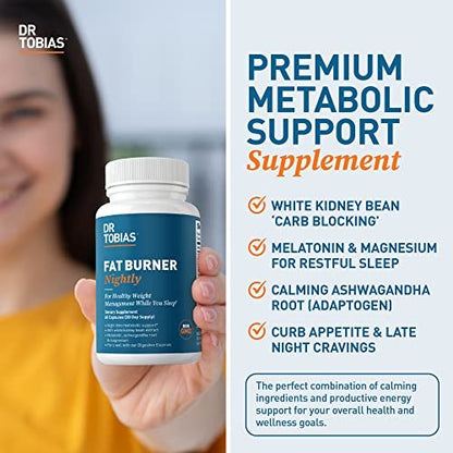Dr. Tobias Fat Burner Nightly, Night Time Metabolic Support with White Kidney Bean Extract - Maple Wellness Supplements
