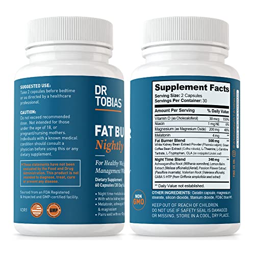 Dr. Tobias Fat Burner Nightly, Night Time Metabolic Support with White Kidney Bean Extract - Maple Wellness Supplements