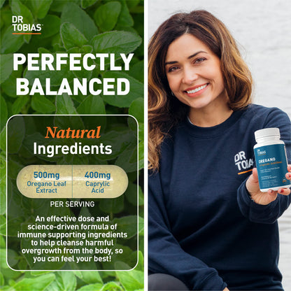 Dr. Tobias Lung Health and Oregano & Caprylic Acid Blend, Supports Lung Cleanse & Detox, Intestinal Health, Immune Support with Prebiotics & Herbs for Women & Men - Maple Wellness Supplements