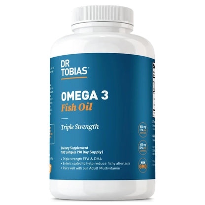 Dr. Tobias Omega 3 Fish Oil 2000mg Triple Strength with 800mg EPA 600mg DHA Per Serving | Fish Oil Omega 3 Supplements for Heart Brain & Immune Support - 180 Softgels (90 Servings) - Maple Wellness Supplements