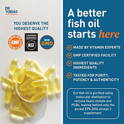 Dr. Tobias Omega-3 Fish Oil, Triple Strength, Supports Brain & Heart Health, 2000 mg - Maple Wellness Supplements