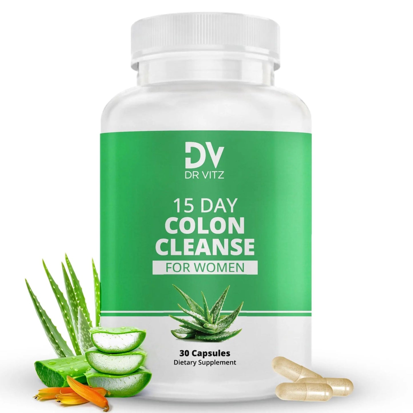 Dr Vitz 15 Day Colon Cleanse for Women – Natural Detox Pills with Herbs, Fiber & Probiotics – Bloating & Constipation Relief, Weight Loss & Gut Health Reset – 30 Capsules - Maple Wellness Supplements