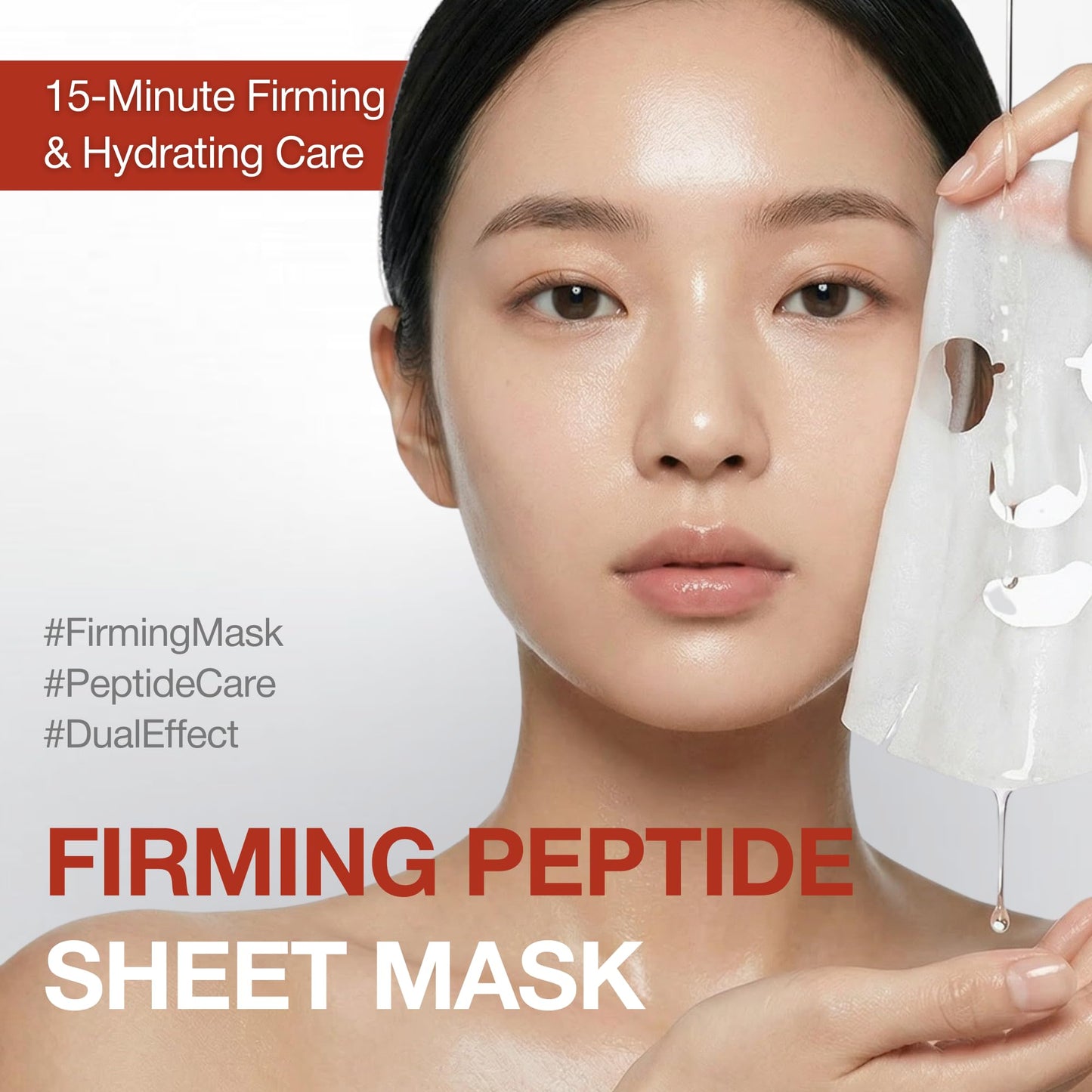 Dr.BRID C Dual Effect Face Mask - Firming & Hydrating Peptide Sheet Mask with Plant Stem Cells, 15-Minute Deep Moisture & Elasticity Boost for Dehydrated Skin, 5 Sheets X 0.95 fl.oz. - Maple Wellness Supplements