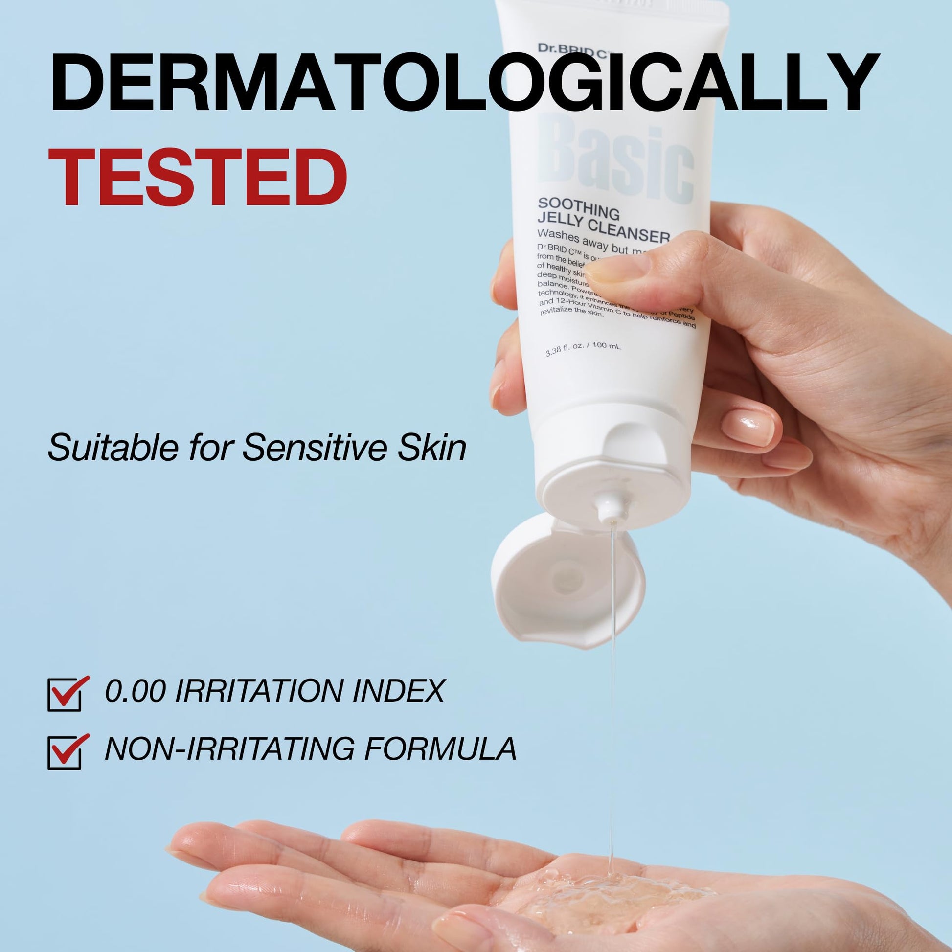 Dr.BRID C Soothing Jelly Cleanser - Amino Acid Face Wash with Peptides & Protease, Low-pH Pore Purifying & Texture Smoothing Facial Cleanser for Sensitive Skin, Fragrance-Free, 3.38 fl.oz. - Maple Wellness Supplements