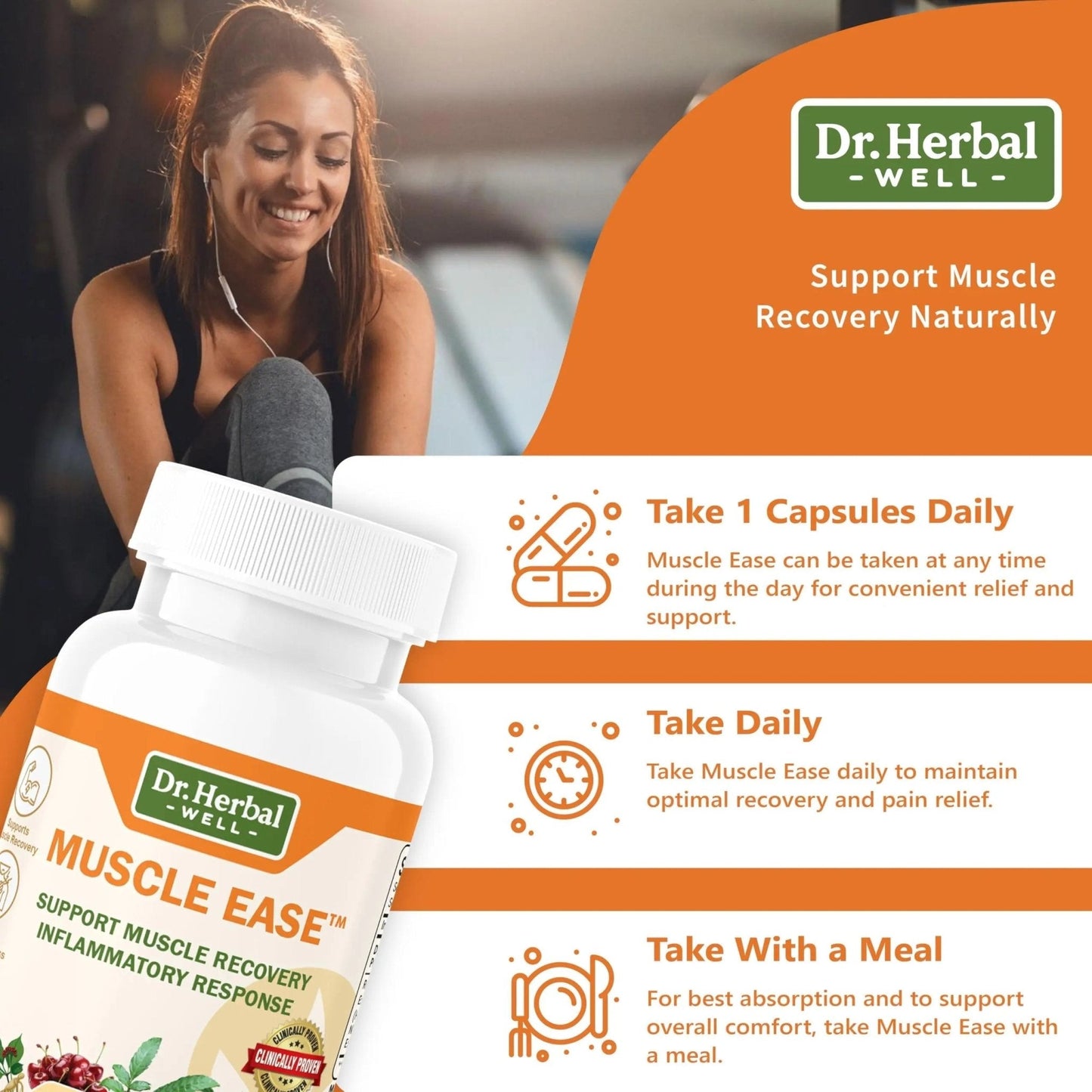 DR.HERBAL WELL Muscle Ease - Joint, Muscle & Nerve Support Fast Acting Relax Comfort Recovery Natural Herbal Supplement - (60 Capsules) MAX-Strength - Maple Wellness Supplements