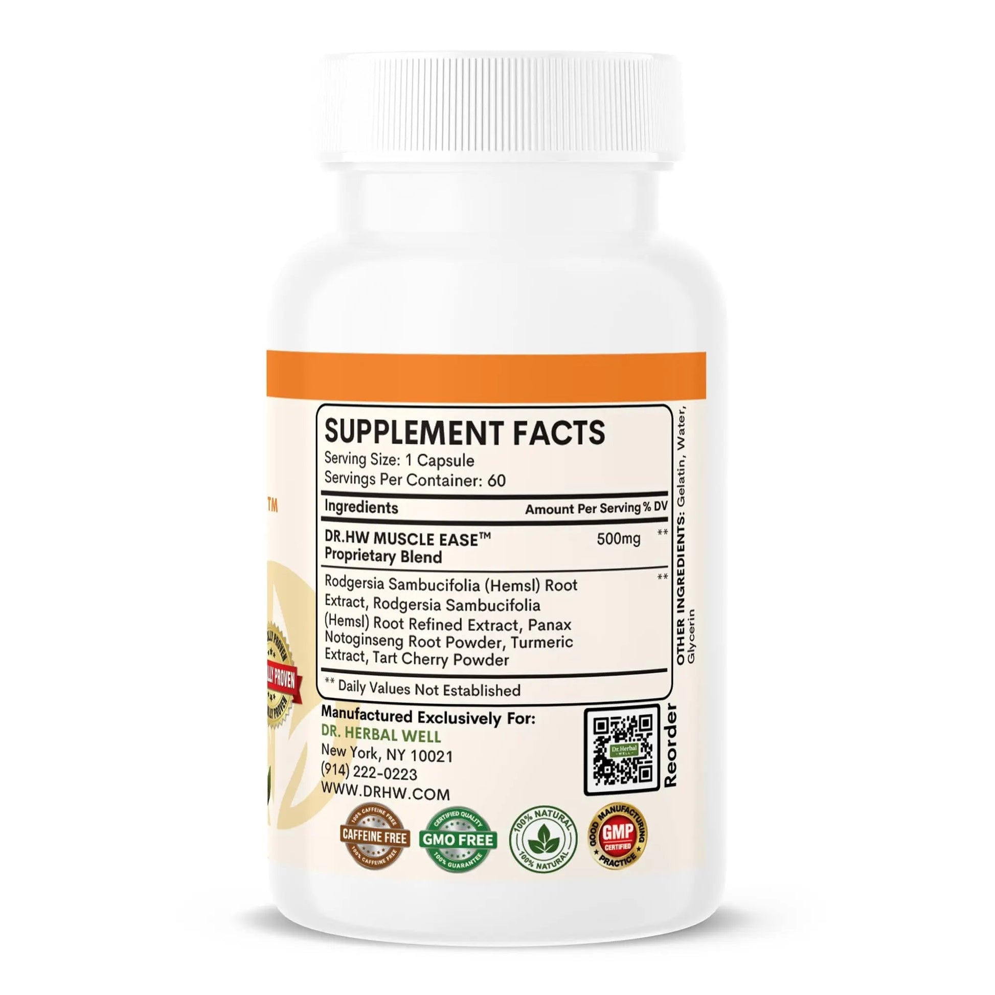 DR.HERBAL WELL Muscle Ease - Joint, Muscle & Nerve Support Fast Acting Relax Comfort Recovery Natural Herbal Supplement - (60 Capsules) MAX-Strength - Maple Wellness Supplements