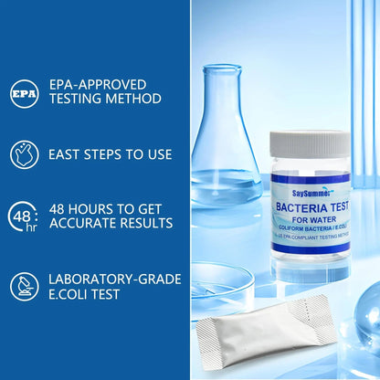 Drinking Water Bacteria Test Kit: 4 Tests Detecting Coliform E coli Bacteria - at Home Well Water Testing Kits for Drinking Water Pool Hot Tub Aquarium and More - Maple Wellness Supplements