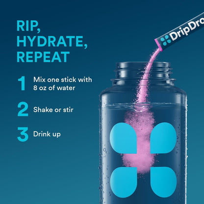 DripDrop Hydration Packets - Bold Variety Pack - Single Serve Electrolytes Powder Drink Mix - Watermelon, Berry, Lemon, Orange - Maple Wellness Supplements