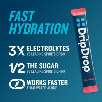 DripDrop Hydration Packets - Bold Variety Pack - Single Serve Electrolytes Powder Drink Mix - Watermelon, Berry, Lemon, Orange - Maple Wellness Supplements