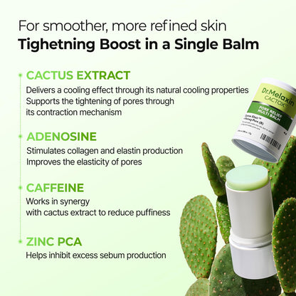 Dr.Melaxin Cactox Pore Relief Multi Balm Stick – Zinc PCA & ADENOSINE Cooling & De-Puffing Face Balm for Enlarged Pores & Puffy Skin, Pore Minimizing with Cactus Extract, Korean Skincare, 0.88 oz - Maple Wellness Supplements
