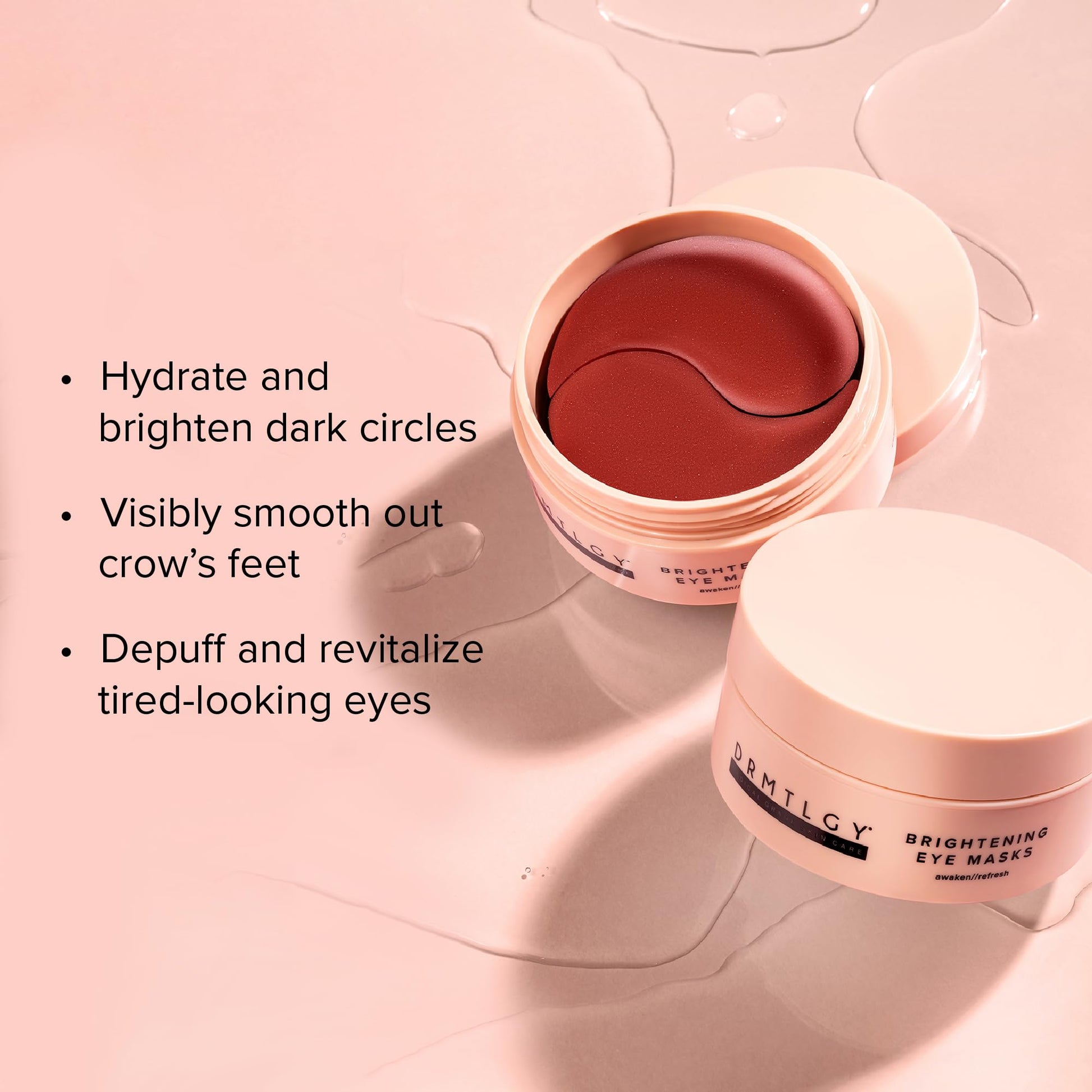 DRMTLGY Brightening Eye Masks – Biodegradable Hydrogel Under Eye Patches with Caffeine, Peptides, Hyaluronic Acid & Niacinamide - Maple Wellness Supplements