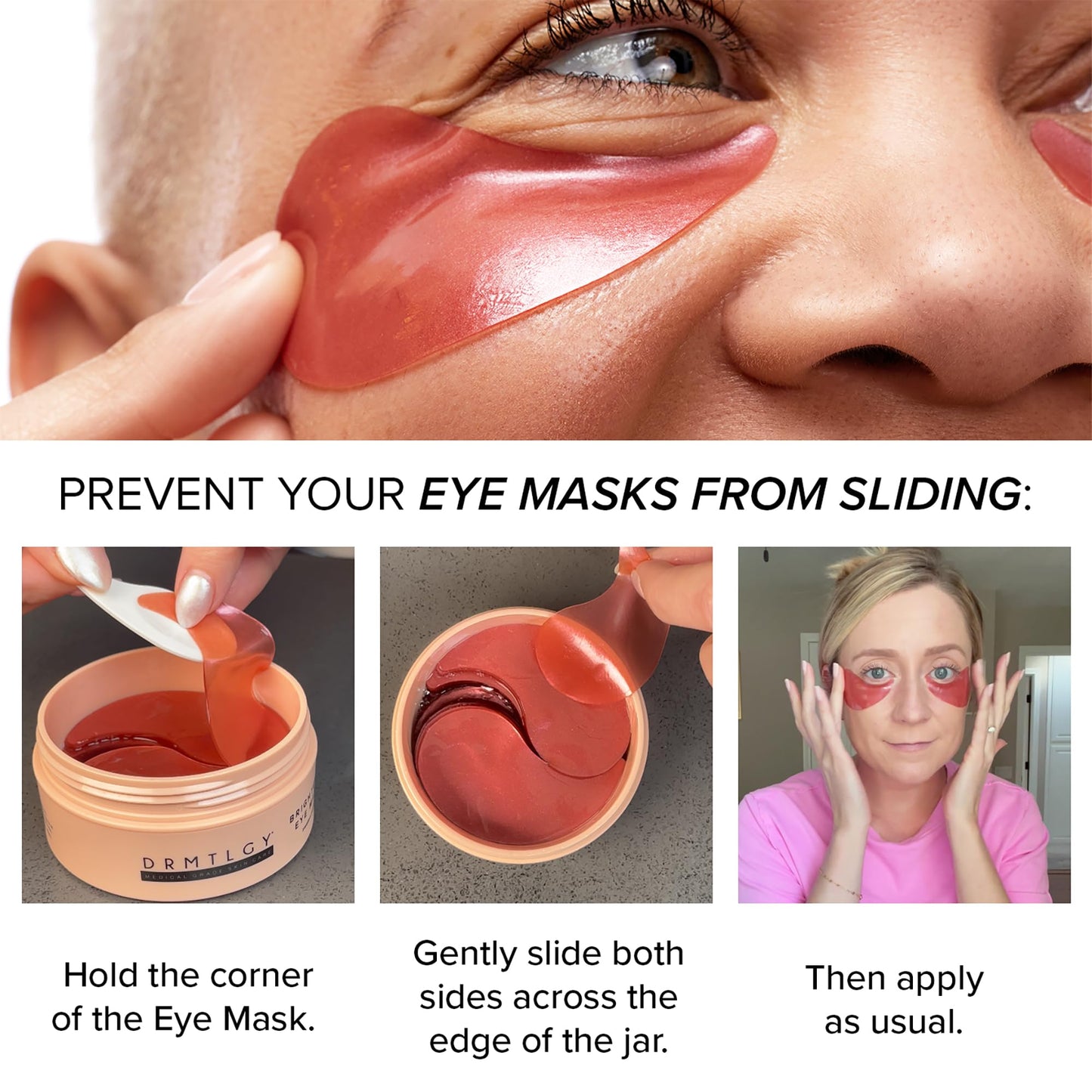 DRMTLGY Brightening Eye Masks – Biodegradable Hydrogel Under Eye Patches with Caffeine, Peptides, Hyaluronic Acid & Niacinamide - Maple Wellness Supplements