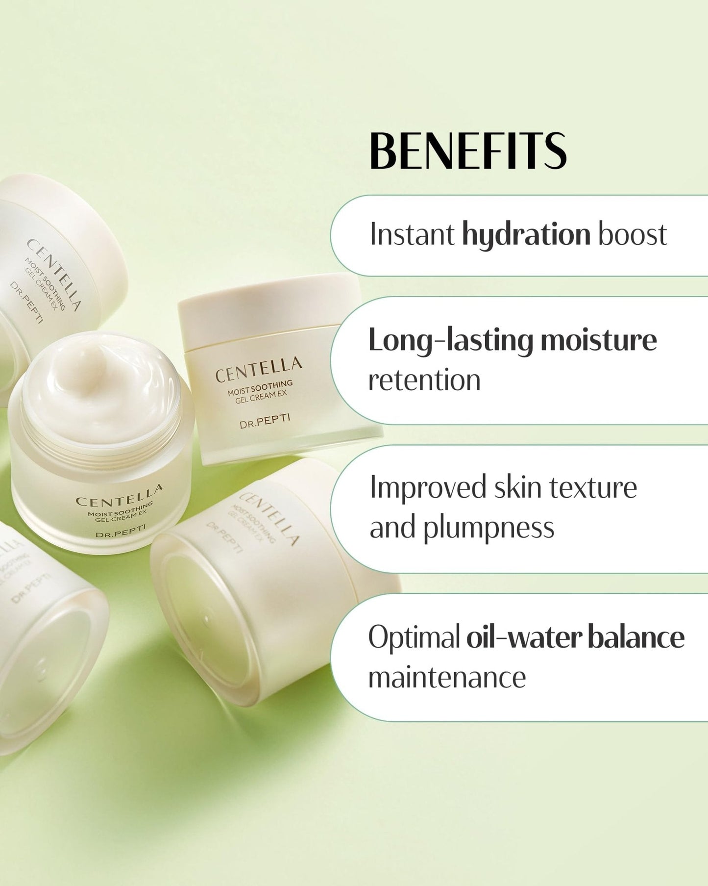 dr.pepti Centella Cooling Gel Cream – 77% Centella, 5-Type Hyaluronic Acid & Peptides – Water-Gel Moisturizer for Redness, Sensitive & Post-Retinol Skin – No Pilling, Sleeping Pack Use, 2.37 fl oz - Maple Wellness Supplements