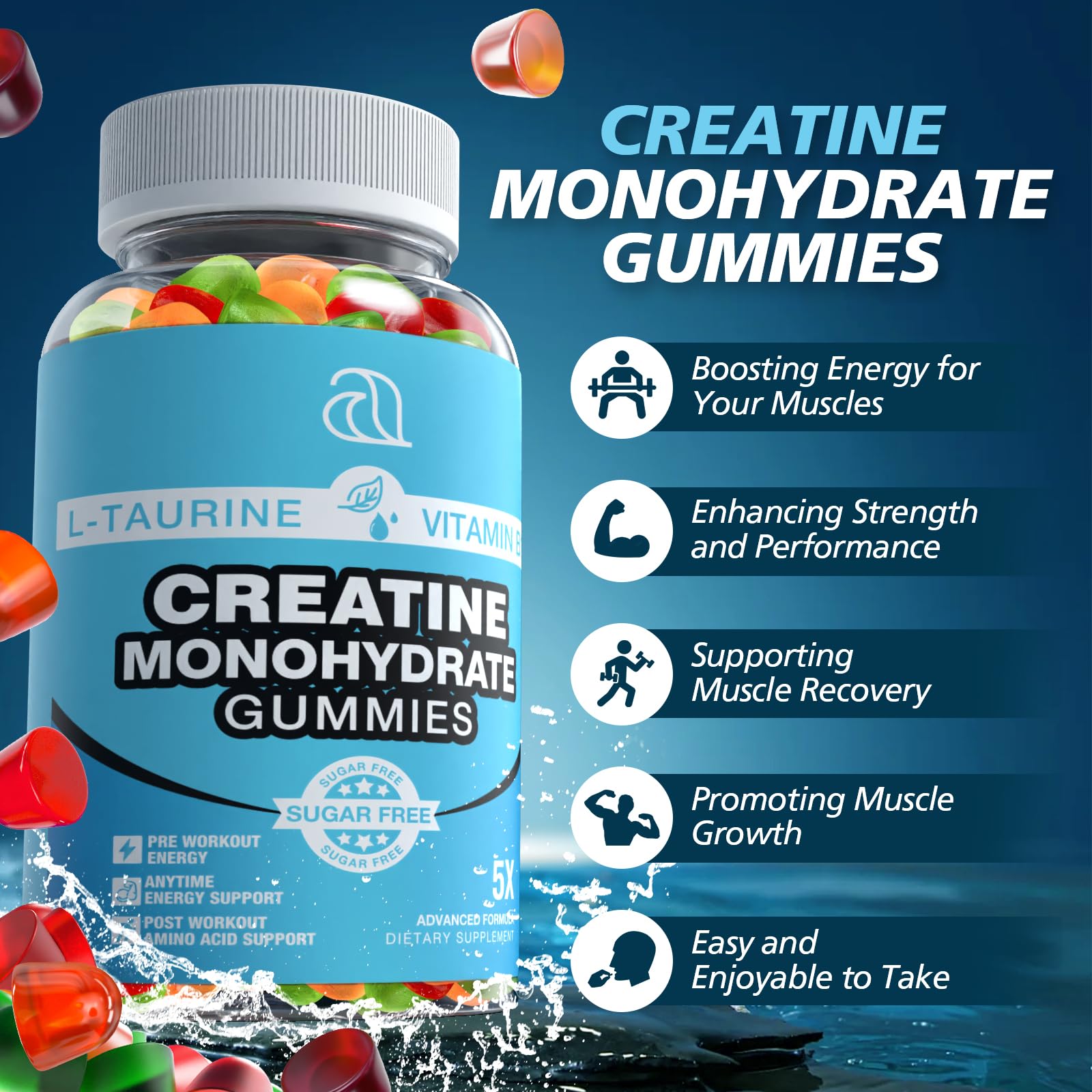 DRZIHOOCH Creatine Gummies for Women & Men - Creatine Monohydrate Gummies Tasty Chewable Supplement, Muscle Support & Energy Boost (2 Pack) - Maple Wellness Supplements